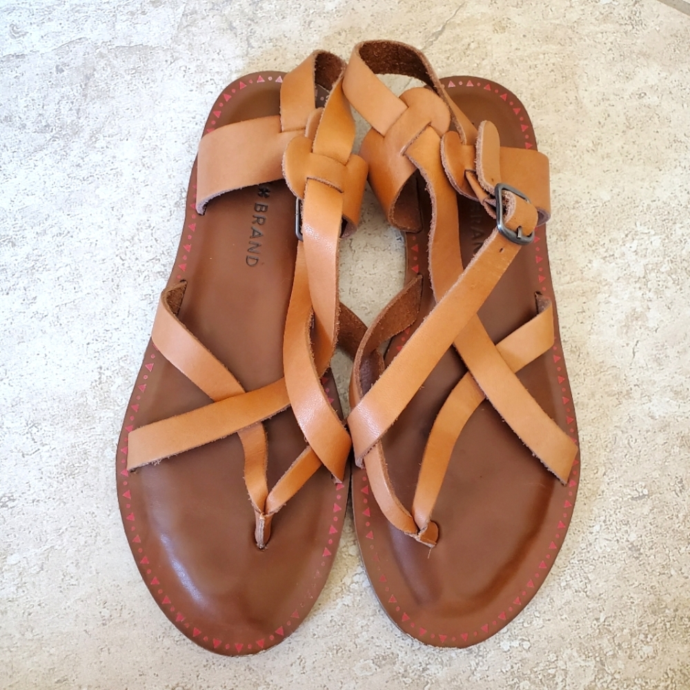 Lucky Brand tan, strappy women's leather sandals